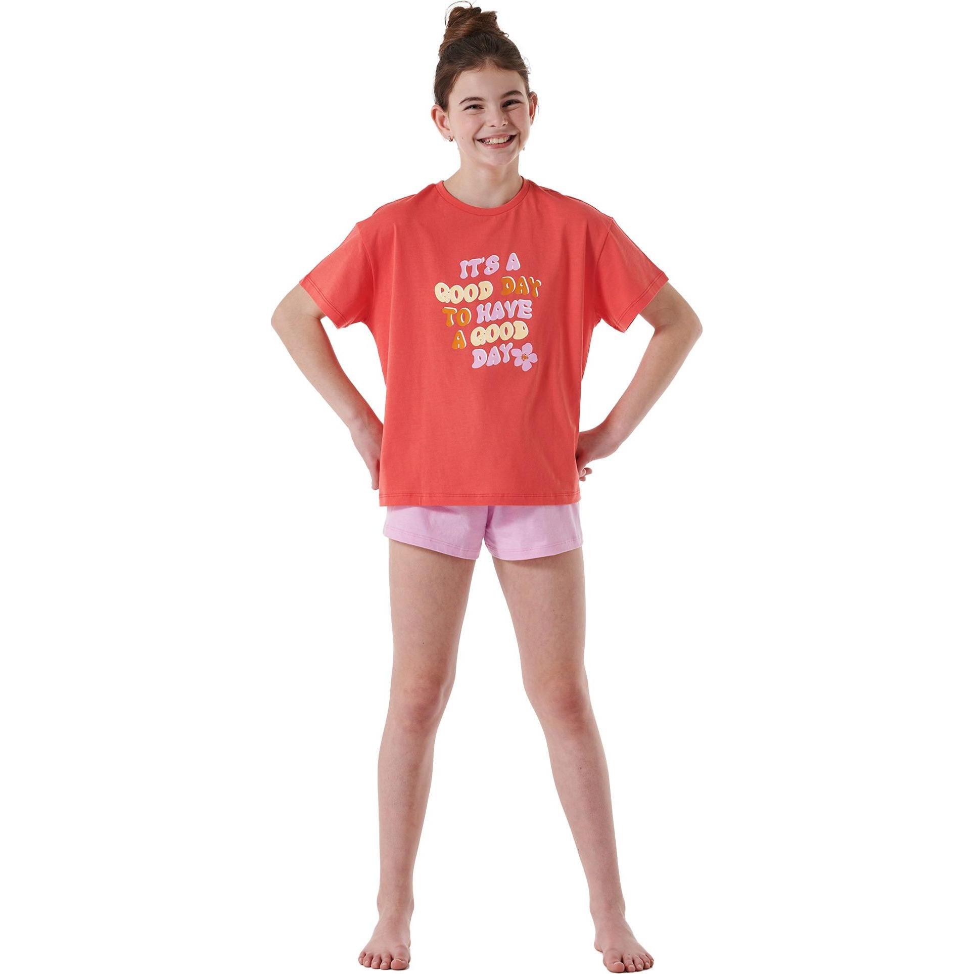 Thumbnail - Schiesser, Mädchen, Pyjama, Organic Cotton Schlafanzug, Rot, (140)