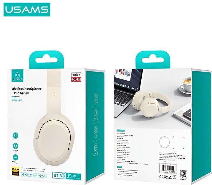 Actual product image Usams Słuchawki Bluetooth 5.3 nauszne Yun Series beżowy/beige TDLYEJYX02 (USAMS-YG23) (ANC, 40 h, Wireless)
