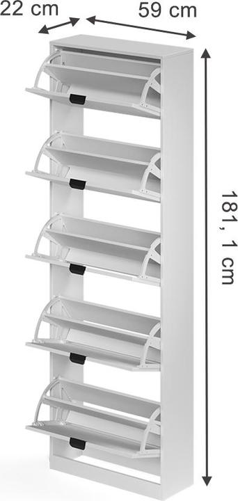 Produktbild Vicco Schuhkipper Gizmo, Weiss, 59 x 181.1 cm mit 5 Fächern (22 x 59 x 181.10 cm)