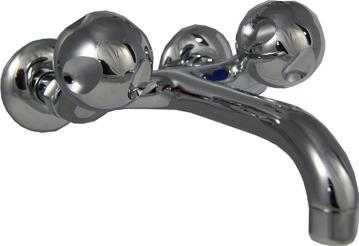 Aquaperl Mitigeur mural à deux poignées / mitigeur lavabo Globo chromé, saillie 225mm, entraxe 120mm, chromé