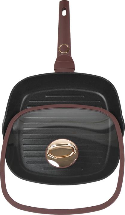 Actual product image BerlingerHaus Design grill pan with glass lid, 28cm, bordeaux (Grill pan, Aluminium)