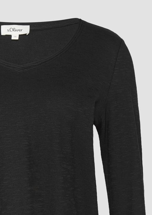 Image du produit S.Oliver T-Shirt Langarmshirt aus Slub Yarn mit Rollkanten am Ausschnitt (32)