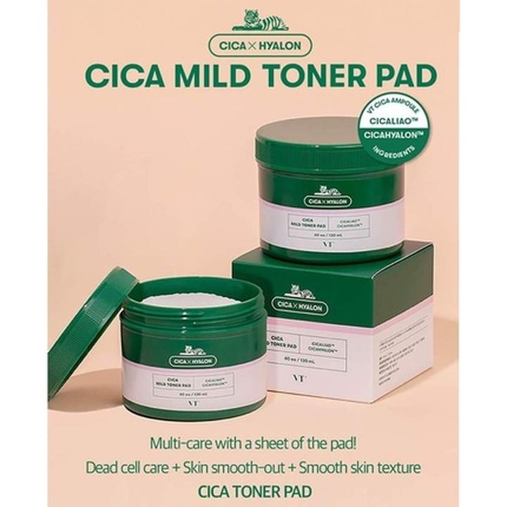 Actual product image VT Cosmetics Cica Hyalon Soft Toner Pad with 0.5% Salicylic Acid - Soothing Repair and Anti-Acne (Facial cleansing wipes, 130 ml)