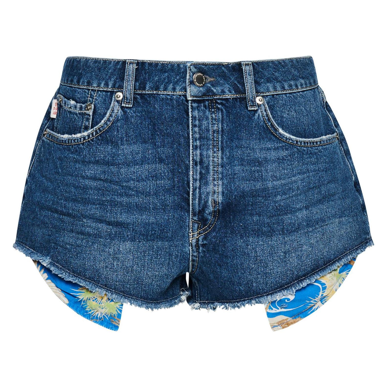 Superdry, Damen, Shorts, Abgeschnittene Vintage Shorts Mit Hohem Bund, Blau, (30)