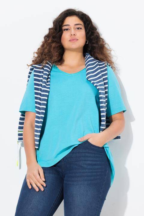 Image du produit Ulla Popken T-shirt coupe évasée, décolleté en V et manches courtes (46, 48)