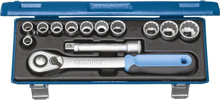 Produktbild Gedore D 19 KMU-20 Steckschlüssel-Satz 1/2", 13-teilig, UD-Profil, 10-24 mm (10 mm, 12 mm, 13 mm, 14 mm, 15 mm, 16 mm, 17 mm, 18 mm, 19 mm, 22 mm, 24 mm)