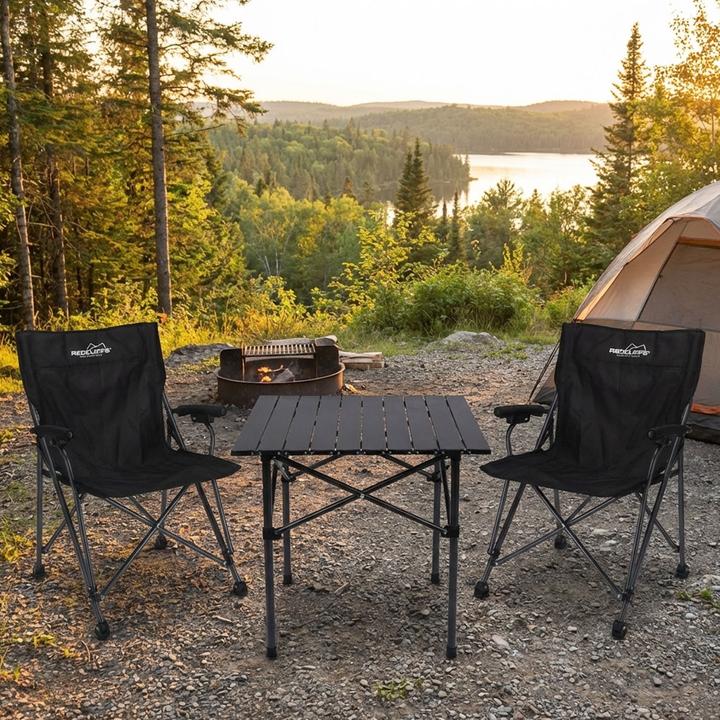 Produktbild Ideoon Campinggarnitur 3-teilig Set mit quadratischem Campingtisch und 2 Klappstühlen