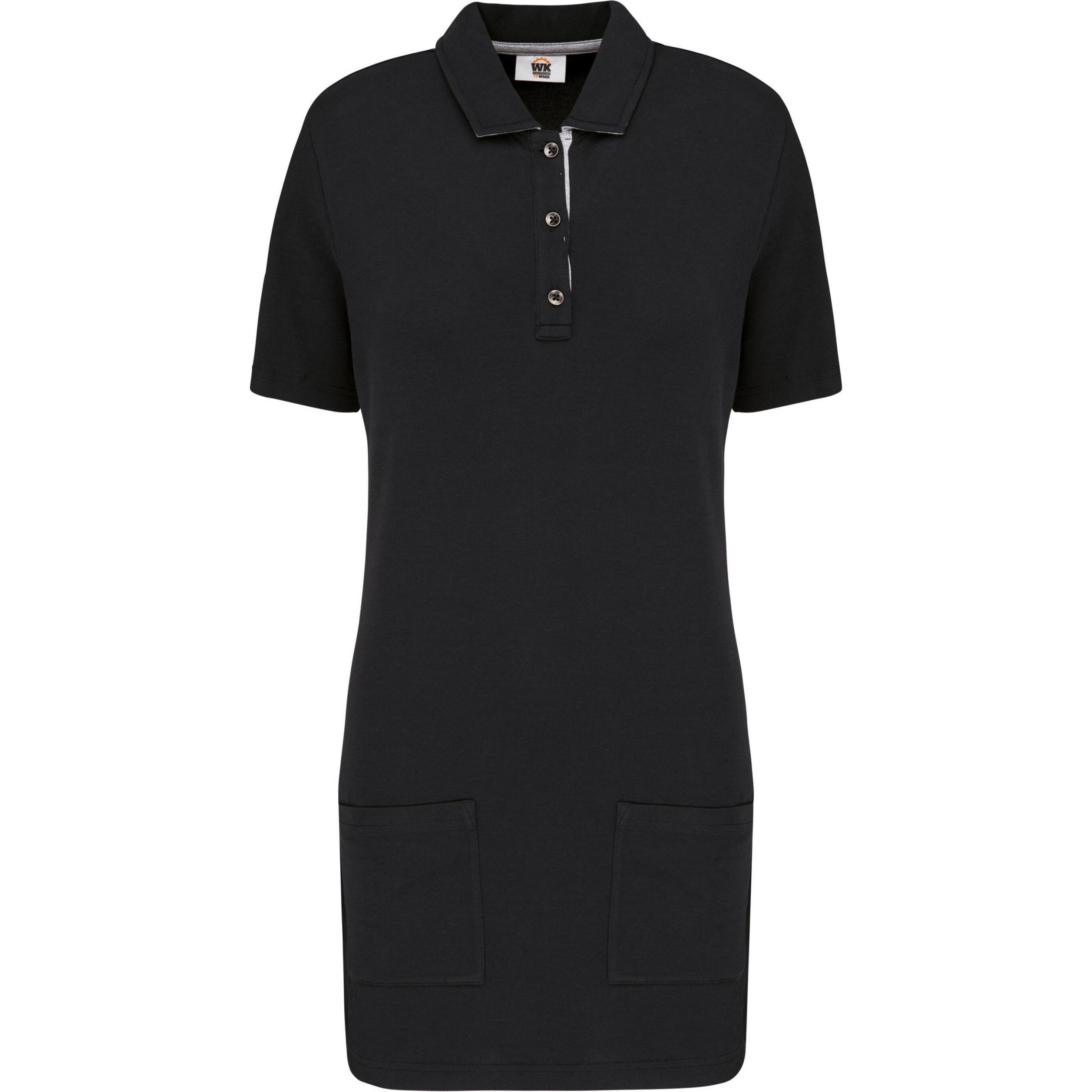 Kariban, Damen, Shirt, Polo-Shirt lang Frau, Grau, Schwarz, (S)