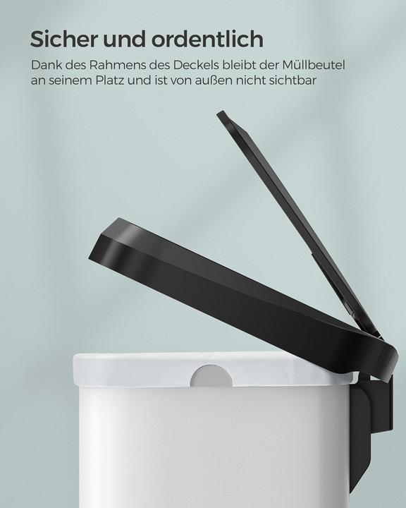 Produktbild Songmics Tretmülleimer mit Deckel und Kohlefilter, inkl. 15 Müllbeutel (50 l)