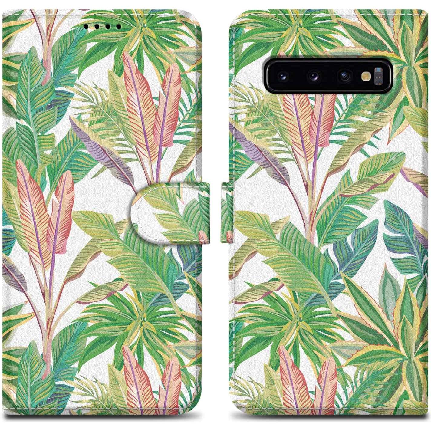 Cadorabo Book Hülle mit Print (Samsung Galaxy S10+), Smartphone Hülle, Grün