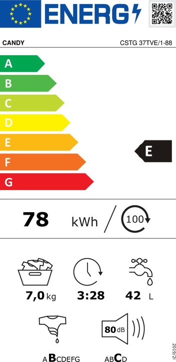 Energy Label Candy CSTG 37TVE/1-88 (7 kg, Upwards)