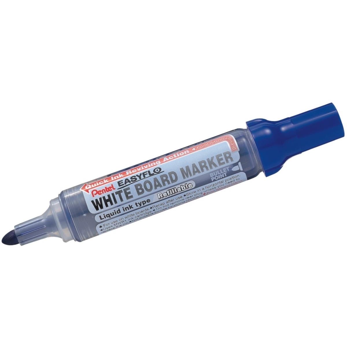 Pentel, Marker, Whiteboard-Marker EASYFLO MW50M, Rundspitze, blau (Blau, 2.50 mm, 1 x)
