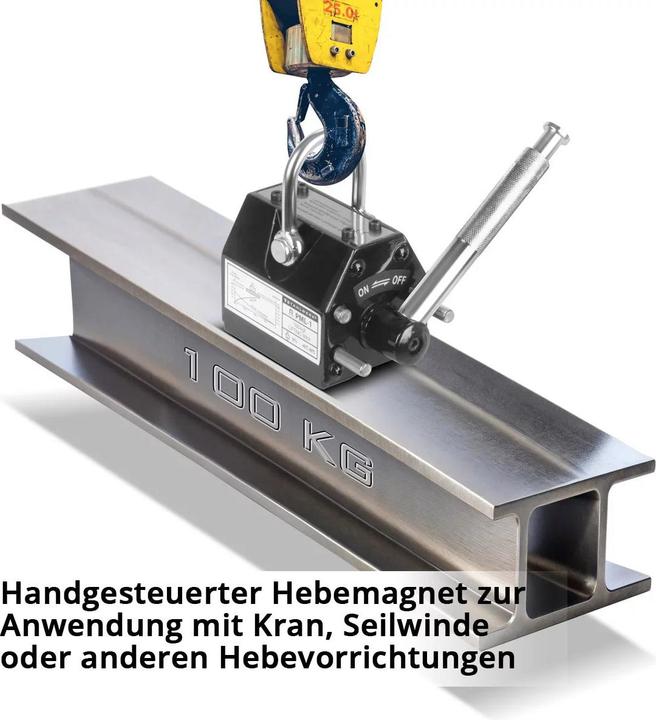 Produktbild Stahlwerk Lasthebemagnet mit 100 kg 220 lbs Tragkraft und 350kg 771 lbs Zugkraft (100 kg)