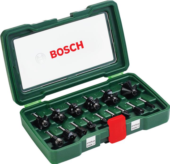 Produktbild Bosch Zubehör HM-Fräser-Set mit 1/4-Zoll Schaft, 15-teilig