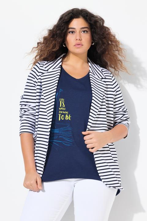 Immagine prodotto Ulla Popken T-shirt dal taglio svasato con barca, scollo a V e mezze maniche (46, 48)