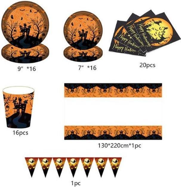 Produktbild MU Style Einweg Geschirr Halloween (70-tlg. Set) (70 x)