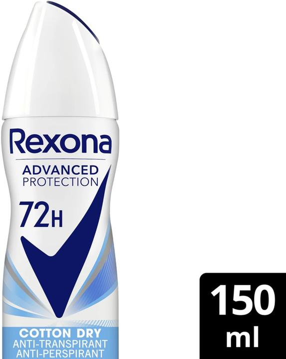 Actual product image Rexona Advanced Protection Cotton Dry Antiperspirant Spray 150ml (Spray, 150 ml)