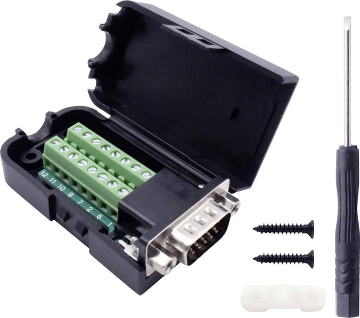 Actual product image Tru Components Modular VGA3+9 15-pin male chassis connector with mounting bolts and housing