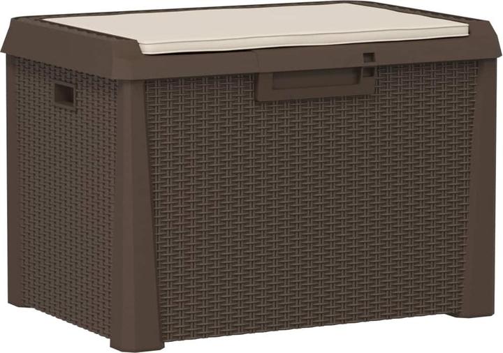 Immagine prodotto VidaXL Gartentruhe mit Sitzkissen Braun 125 L PP,Farbe: Braun