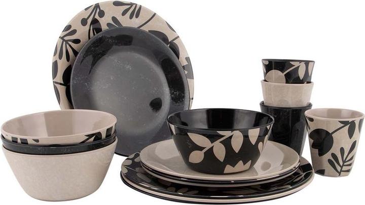 Bo-Camp Bo -Camp - Vaisselle - Mix & Match - 16 pièces - Beige/Noir