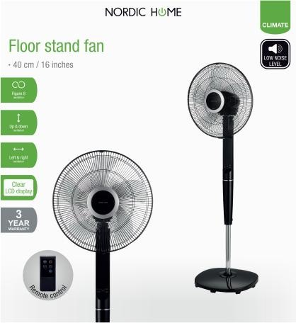 Produktbild Nordic Home Nordichome Standventilator mit Fernbedienung, 40 cm, geringer Geräuschpegel, Zeit