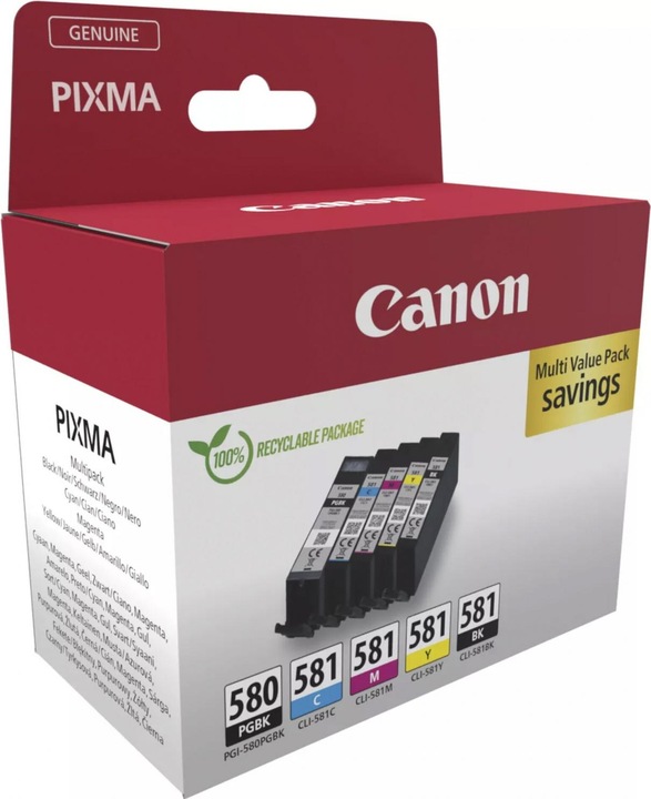 Actual product image Canon PGI-580/CLI-581 Multipack (PGBK, C, M, Y, BK)