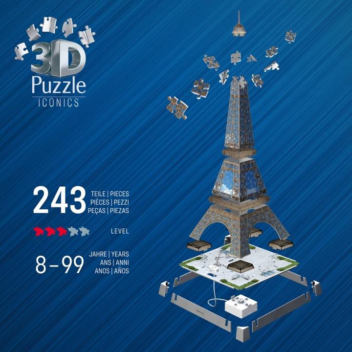 Actual product image Ravensburger 3D Puzzle 216 Teile - Iconics: Eiffelturm - mit Licht (216 pieces)
