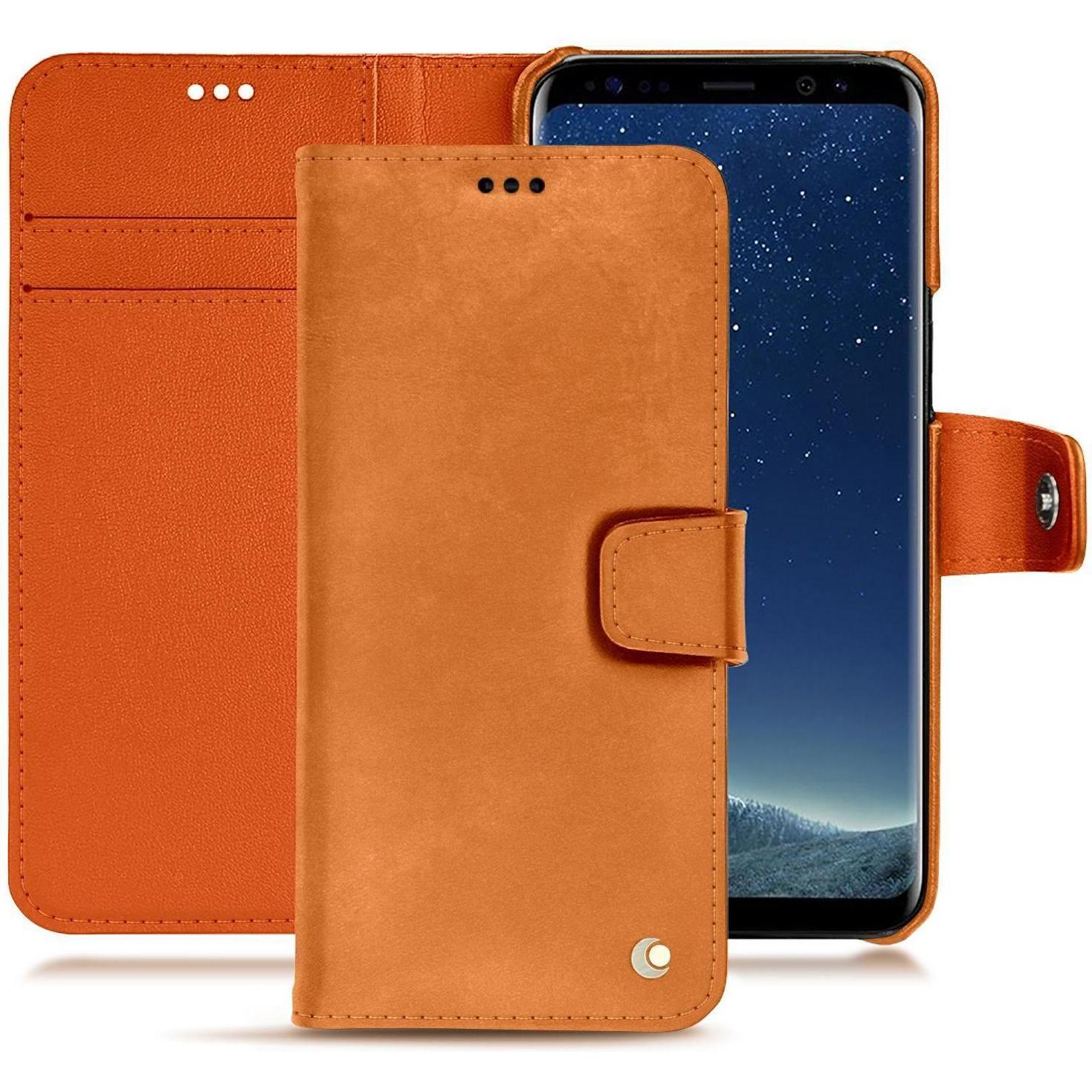 Noreve Lederschutzhülle Wallet (Samsung Galaxy S8+), Smartphone Hülle, Orange