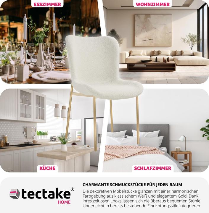 Image du produit tectake Lot de 2 chaises rembourrées Tessa Bouclé