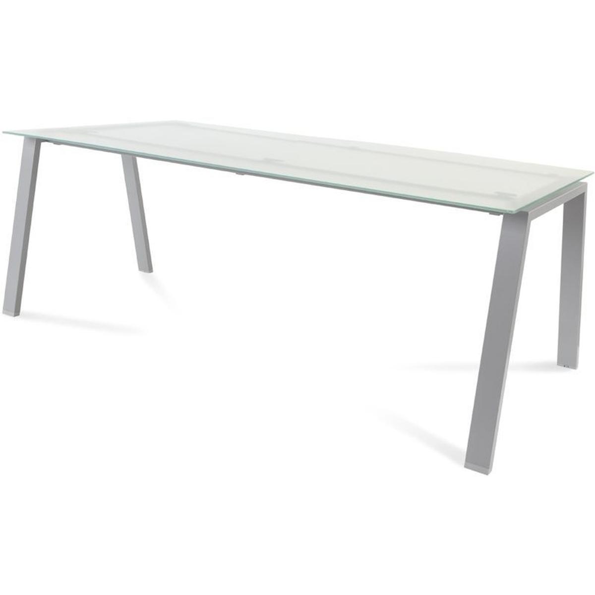 Rocada, Schreibtisch, Schreibtisch Blanca BxTxH 200x80x73cm Gestell grau Platte Glas satiniert