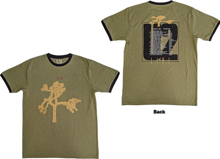 U2 Joshua Tree Europe 1987. Back Print (Green) Ringer
