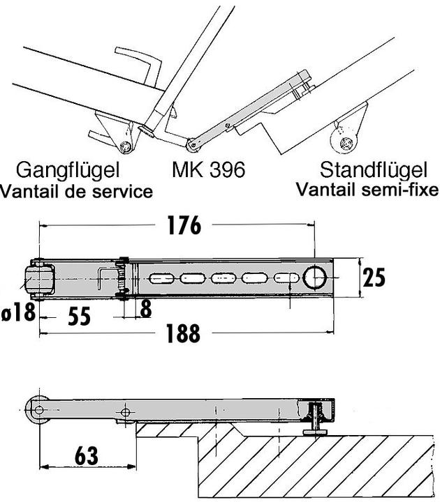 Produktbild Dormakaba Mitnehmerklappe MK 396 (Balkontür, Eingangstür, Holztür, Zimmertür, Indoor)