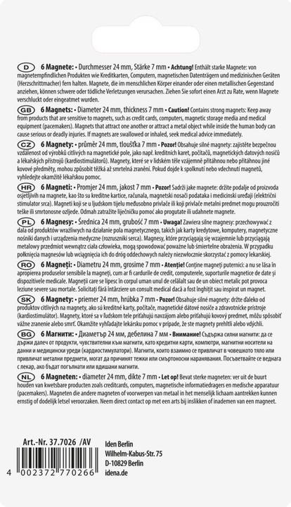 Productafbeelding Idena Magneten rond 6 stuks, blauw, Ø24mm (6 x)