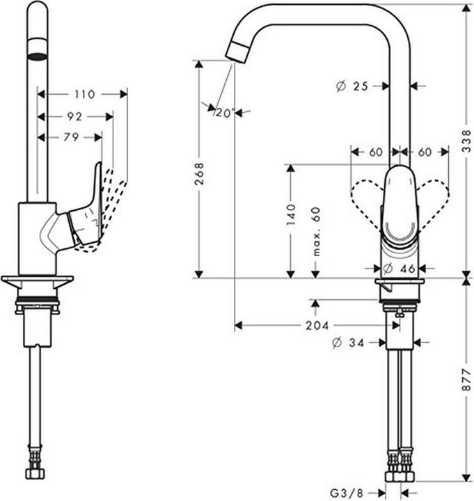 Produktbild hansgrohe Køk.arm Ecos L 270 Utud krom Eco+Air 1gr