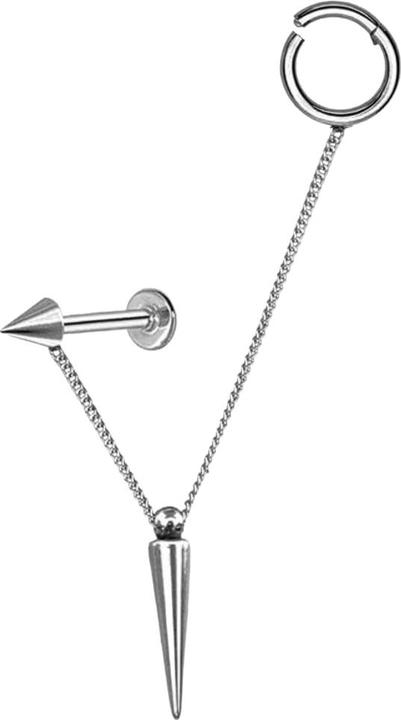 Produktbild Star Piercing Micro Segmentring klappbar silber und Labret mit Cone silber Verbindungskette Cone (Chirurgenstahl 316L, ohne Messing)