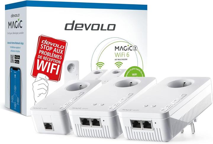 Image du produit Devolo Kit multiroom WiFi 6 adaptateurs CPL, ports Ethernet Gigabit, idéal télétravail et streaming (2400 Mbit/s)