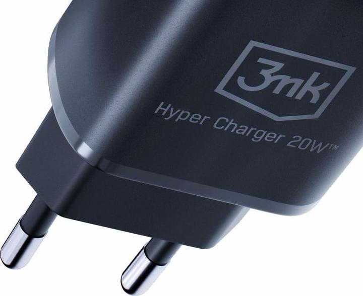 Actual product image 3MK HyperCharger 20W 1xUSB-C + 1xUSB-A ładowarka sieciowa PD/QC czarna/black (20 W, 2 ports)