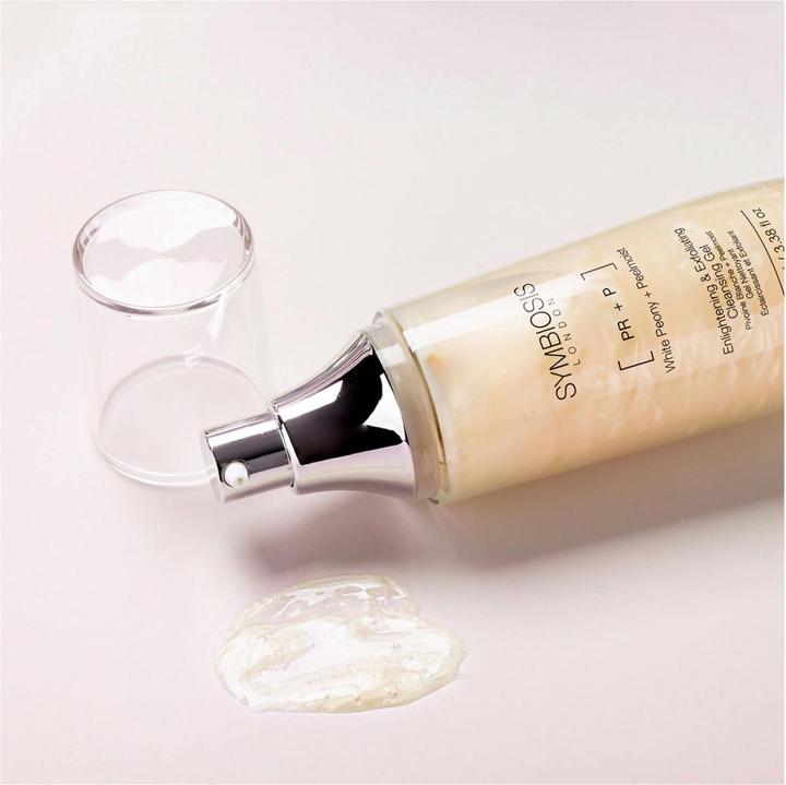 Actual product image Symbiosis White Peony + Peelmoist) Enlightening & Exfoliating Cleansing Gel (Facial cleansing wipes, 100 ml)