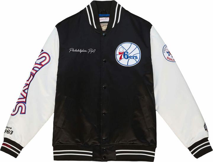 Immagine prodotto Mitchell & Ness NBA Philadelphia 76ers Team Origins Giacca Varsity Satin Uomo (S)