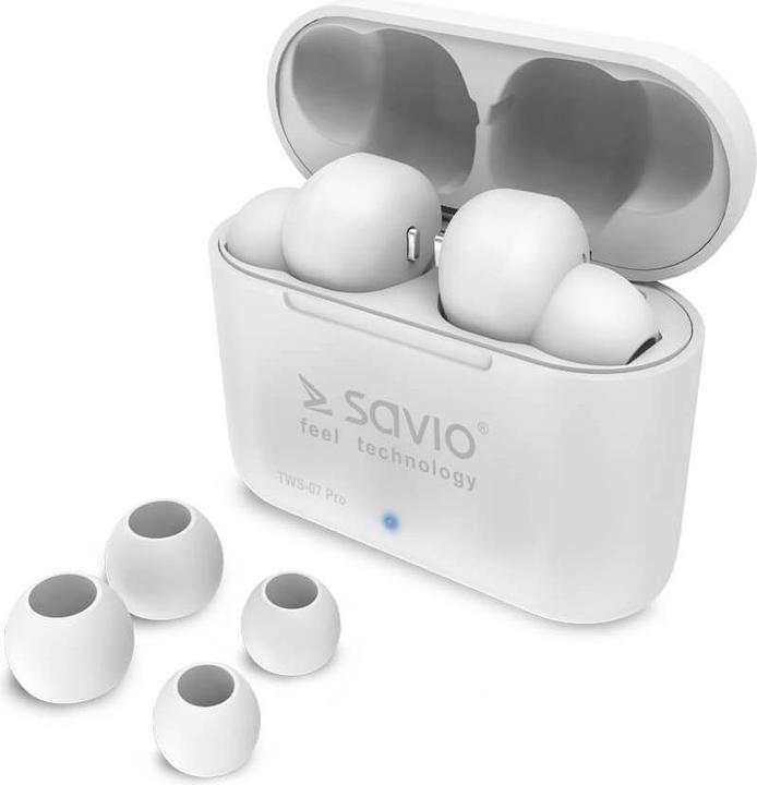 Productafbeelding Savio TWS-07 PRO Draadloze Bluetooth koptelefoon Koptelefoon Wit (4 h, Draadloze)