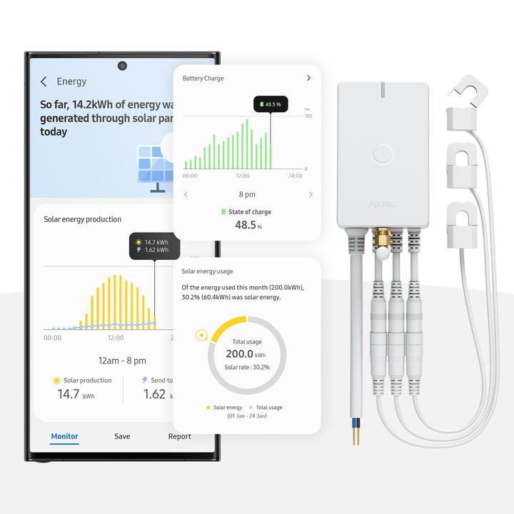 Produktbild Aeotec Home Energy Meter 8 - drei Klemmen 60A