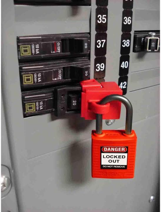 Immagine prodotto Brady Serratura di sicurezza con grillo in acciaio, rosso, altezza grillo 38 mm, diametro grillo 6,5 mm