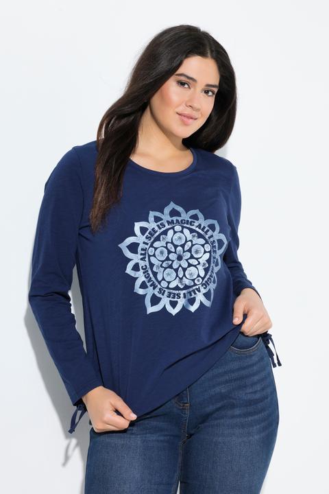 Produktbild Ulla Popken Shirt, Mandala, Rundhals, Langarm, Raffbänder (50, 52)