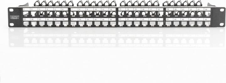 Productafbeelding Digitus Patch Panel Behuizing 1U voor Keystone Modules 48-poort 48,3cm 19inch zwart RAL 9005