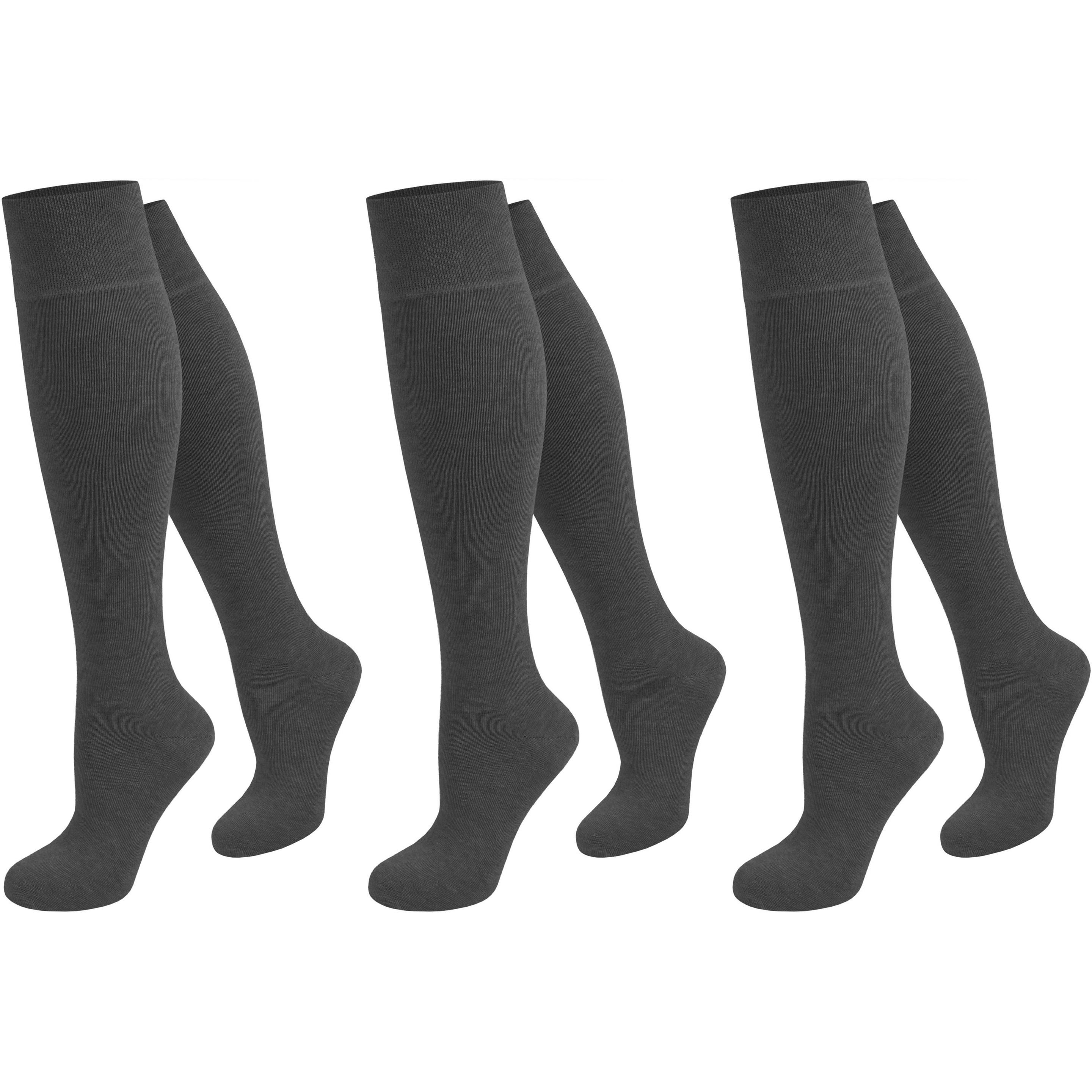 Normani, Herren, Socken, 3 Paar Business-Kniestrümpfe aus Baumwolle, Grau, (3er Pack, 43 - 46)