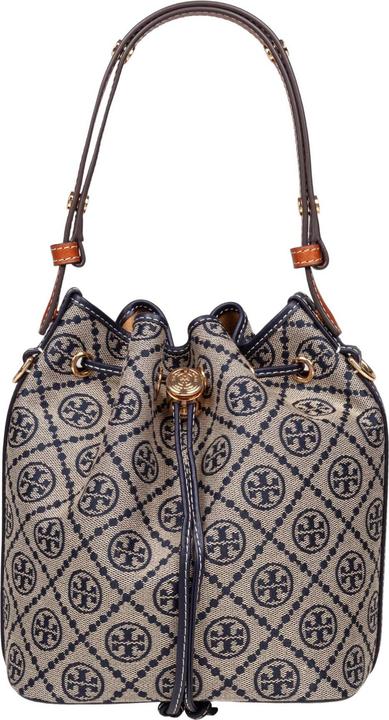 Produktbild Tory Burch monogram case bucket bag with jacquard pattern blue