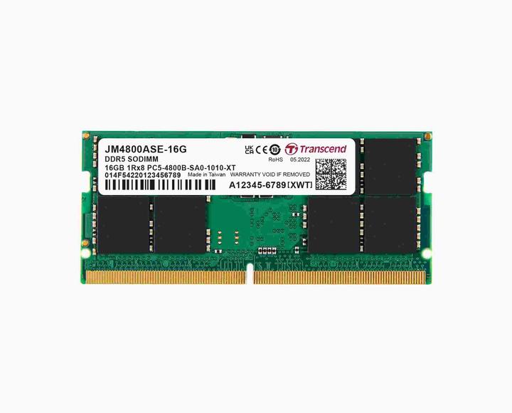 Produktbild Transcend 16GB JM DDR5 4800 SO-DIMM 1RX8 (1 x 16GB, 4800 MHz, DDR5-RAM, SO-DIMM)