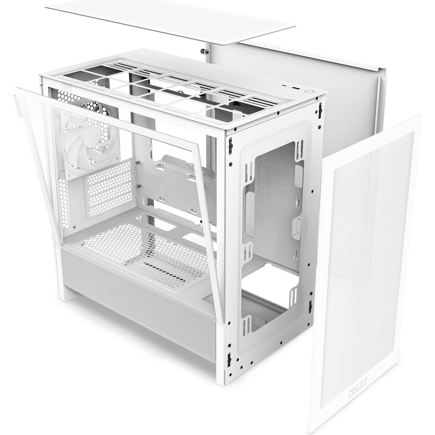 NZXT H3 Flow (2025) All White Midi Tower ATX Gaming Gehäuse weiss mit Glasfenster (mATX, Mini-ITX), 
