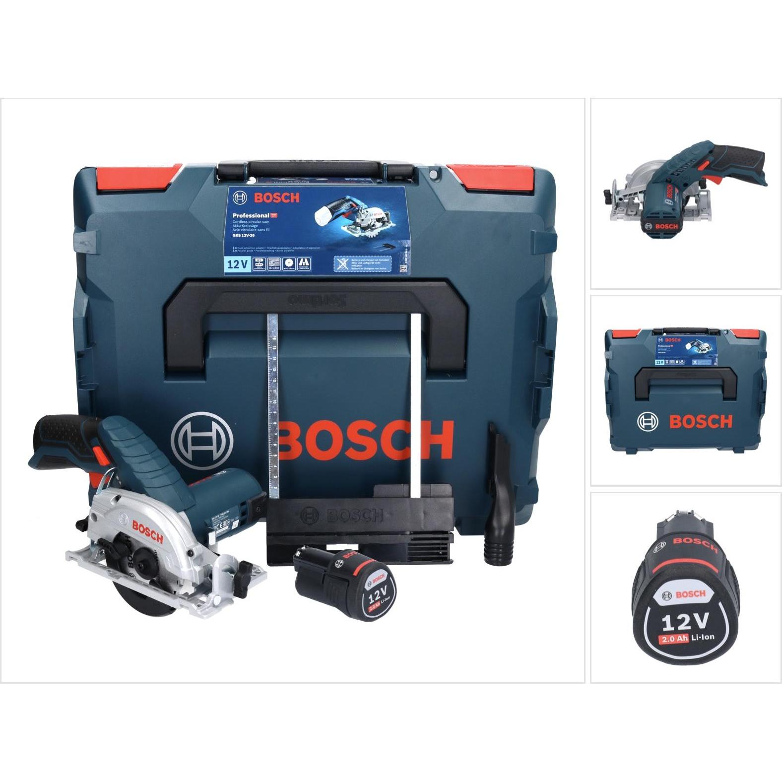 Bosch Professional, Handkreissäge, Bosch GKS 12V-26 Professional Akku HandkreissÃ¤ge 12 V 85 mm + 1x Akku 2,0 Ah + L-Box...