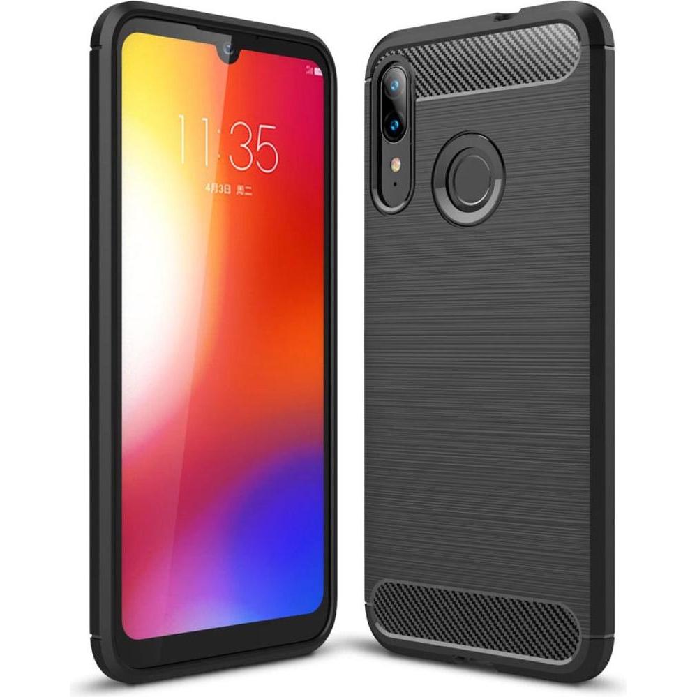 König Design Hülle Handy Schutz für Motorola E6 Plus Case Cover Bumper Carbon Optik TPU Grau (Motorola Moto E6 Plus), Sm...